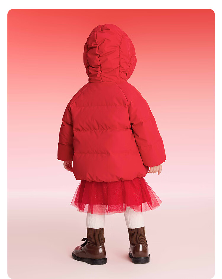 BALABALA Kids Down Jacket Girls 2025 New Red Lunar New Year Outfit Baby Warm Spring Traditional Style Coat 4