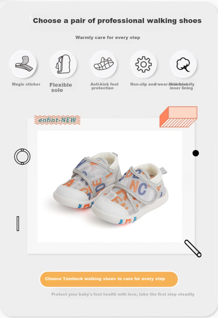 ThomBaker Baby Walking Shoes, Spring Mesh Shoes, Summer 1-3 Years Old Non-Slip Breathable Mesh Children's Shoes, Blue Letter 15 2