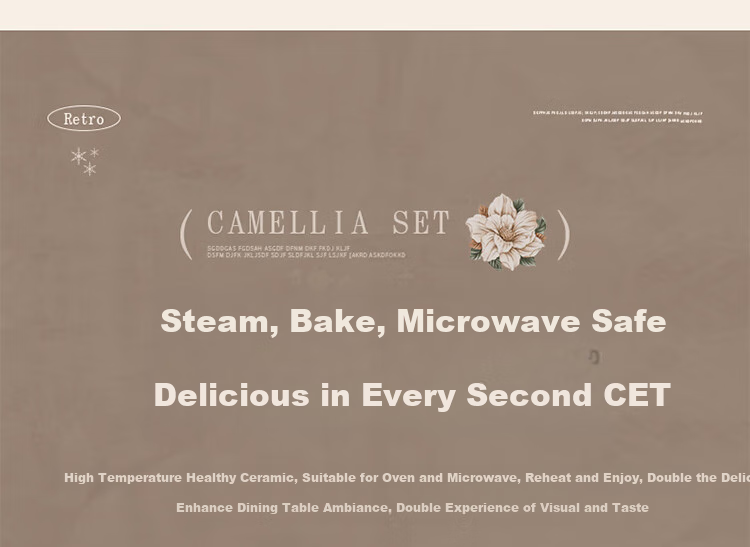 CERAMICS Family Reunion Plate Set, Round Table Plates, Home Dining Utensils, Complete Set of Plates, 9-Piece Camellia Gift Box Set for Mid-Autumn Festival 14