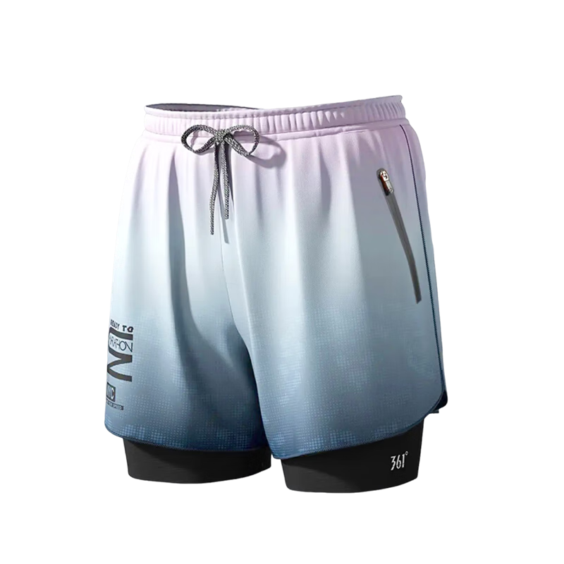 361° Men's Swim Shorts, Knee-Length Anti-Embarrassment Fake Two-Piece Double-Layer Swimwear, Large Size Quick-Dry Professional Training Hot Spring Equipment