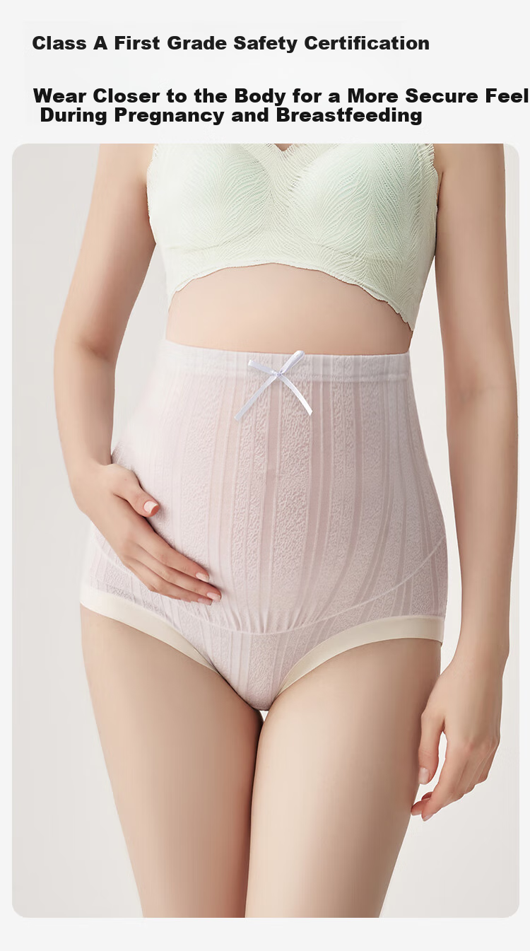 YEEHOO 10A Antibacterial Maternity High-Waist Belly Support Panties Mulberry Silk Extended Crotch Single Pair Mint Green 2XL 10