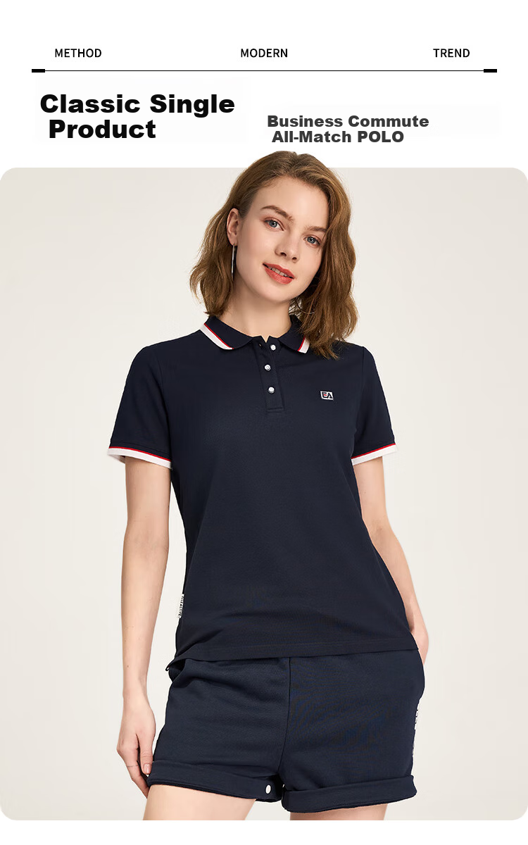 ELLE ACTIVE Casual Sports Short Sleeve Polo Shirt Women Commuter Versatile Color Block Slim Fit Collared Top White 2XL 1