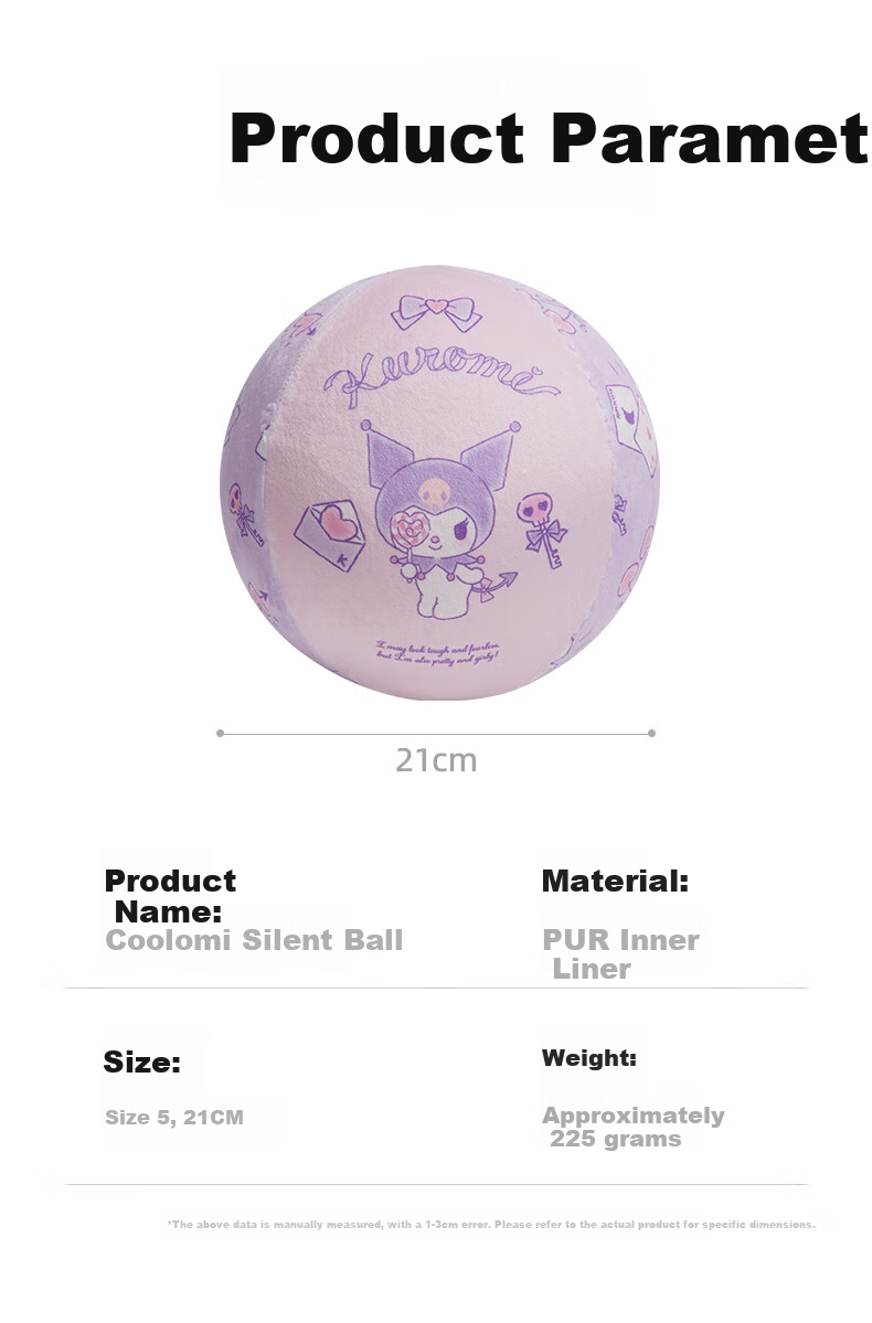 Mesuca Silent Basketball, Size 5, Kuromi Series, Cloth-Covered, Soundless Children's Basketball, Indoor Toy, Bouncy Ball 8