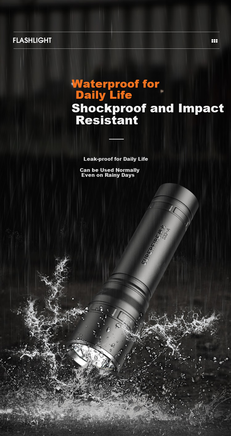 SupFire Flashlight, Fixed Focus, High Brightness, Long Battery Life, Long-Range Illumination, Compact, Portable, Household Rechargeable Lighting, Outdoor Emergency Light 10