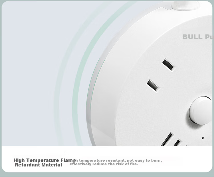 BULL Power Strip/Extension Cord/Surge Protector/Power Bar/Power Strip with Master Switch, One to Four Conversion, Round Socket, Total Length 0.2 Meters GN-R2220 6