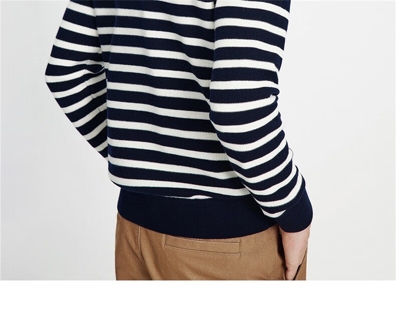 Navikail Star Model Italian Small Sailboat Men's 25-Style Half-Open Collar Striped Casual Knit Sweater 1344045502 18