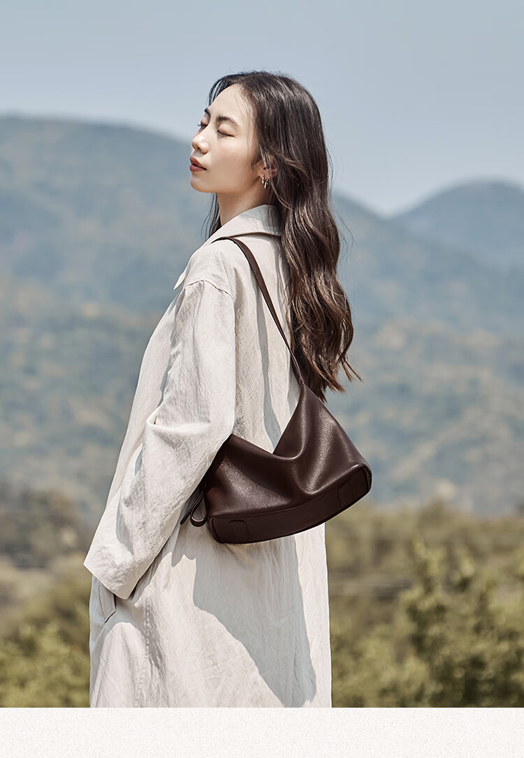 Nalandu Full Moon Commuter Tote Bag Women's 2025 New Minimalist Hobo Bag Vegetable Tanned Leather Crossbody Bag Gift for Girlfriend 1