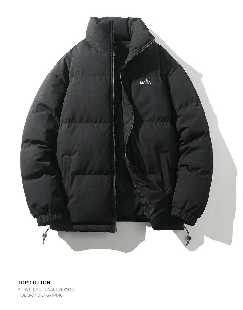 NASA MARVEL Men's Padded Cotton Jacket Winter Thickened Warm Bread Jacket Sports Couple Trendy Stand Collar Cotton Coat 3