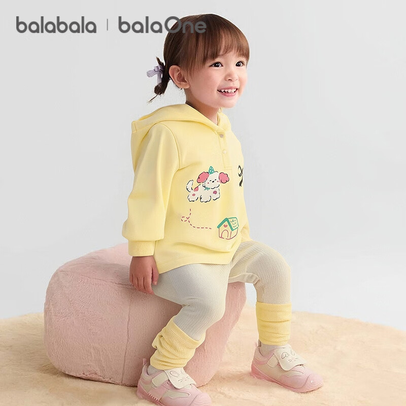 BALABALA BalaOne Baby Girl's Long-Sleeve Outfit, 2-Piece Set, Children's Autumn Wear, Loose-Fitting And Cute