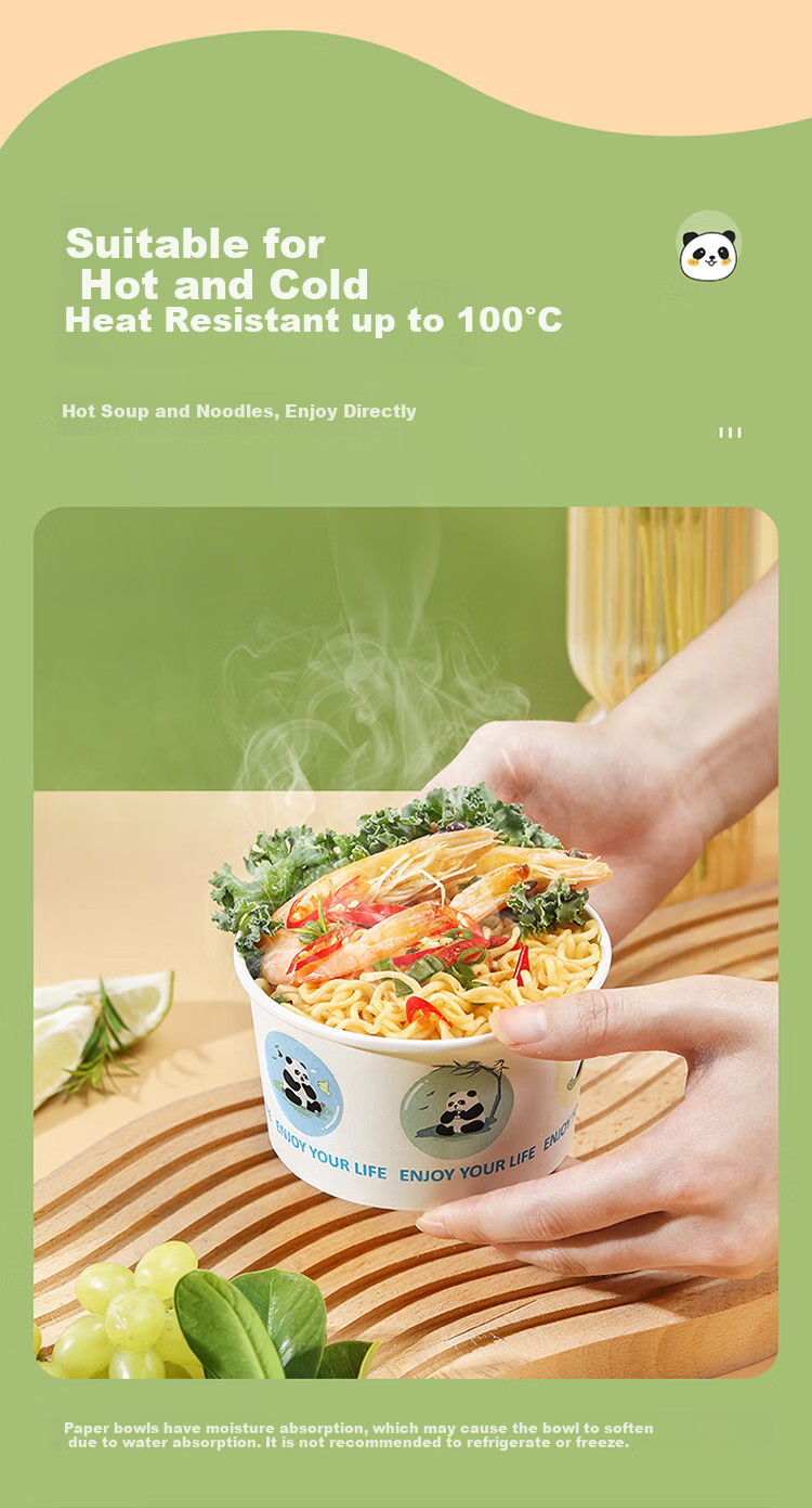 MARYYA Disposable Bowls, Food-Grade, 360ml*60 Pieces, Heat-Resistant, Takeaway, Outdoor Picnic, Round Paper Lunch Boxes 9