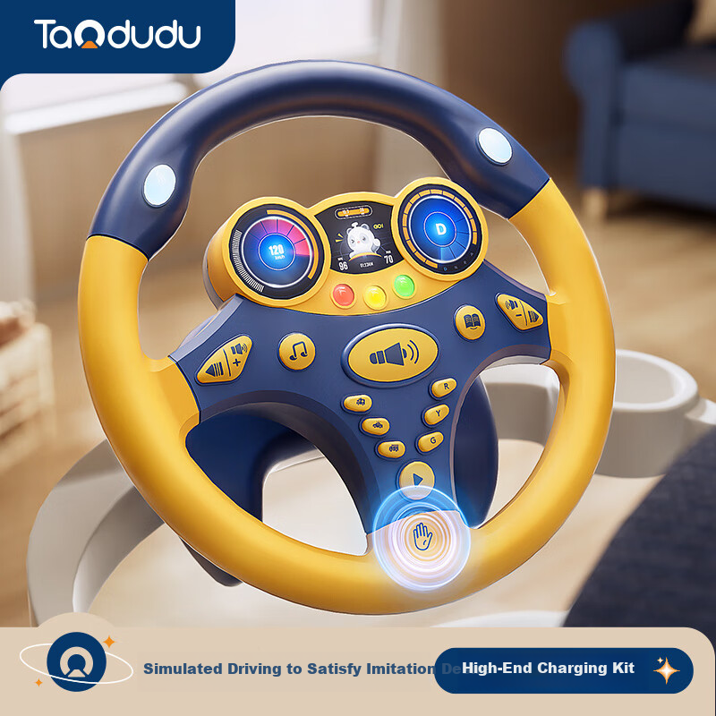 Taodudu Children's Early Education Steering Wheel Toy, Realistic Simulated Car, for Boys And Girls, Toddlers Aged 3-6, Co-Driver, Birthday Gift