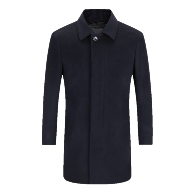 YOUNGOR Men's Winter Wool Cashmere & Goose Down Lined Business Coat with Lapel Collar 015110F