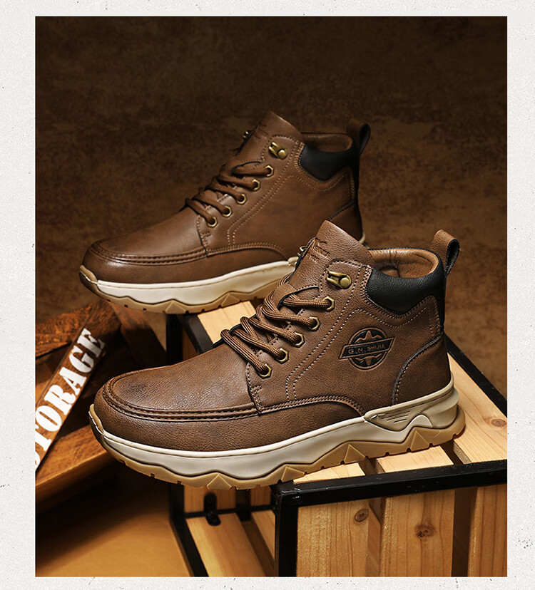 Bull Family Martin Boots Men 2026 Autumn Winter New High-Top Sneakers Men's Casual Outdoor Sports Hiking Shoes 17