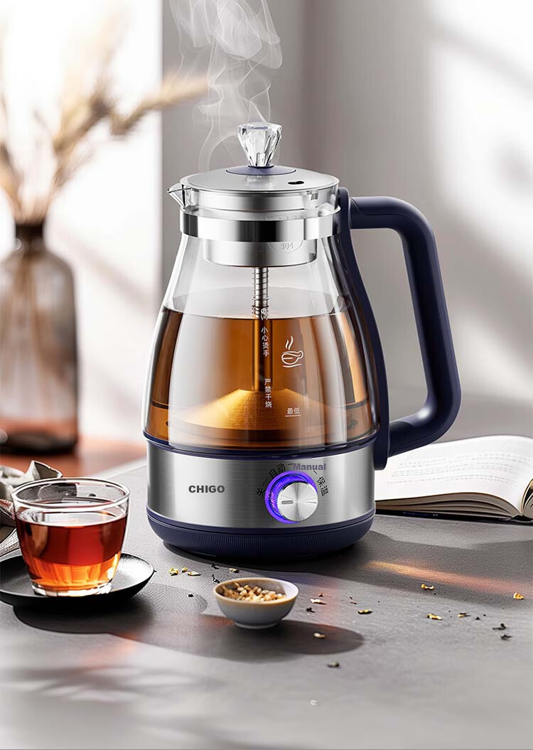 CHIGO 1L Health Pot Electric Tea Kettle 316 Stainless Steel Spray Steaming Tea Maker Multi-Function Tea Brewing and Boiling Kettle 3