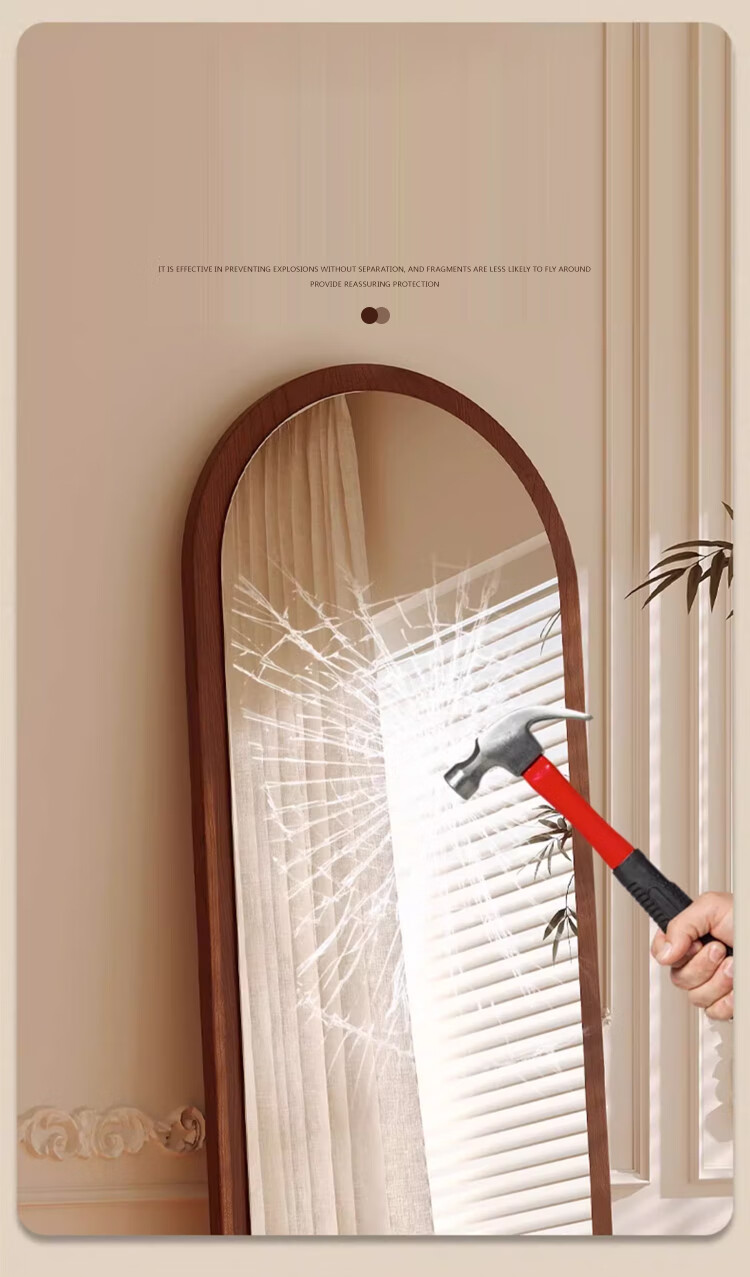 Huakai Star Full-Length Mirror Home Bedroom Dressing Mirror Dormitory Floor Mirror Wall-Mounted Mirror JY90 Wooden Base Coffee 160*50 13
