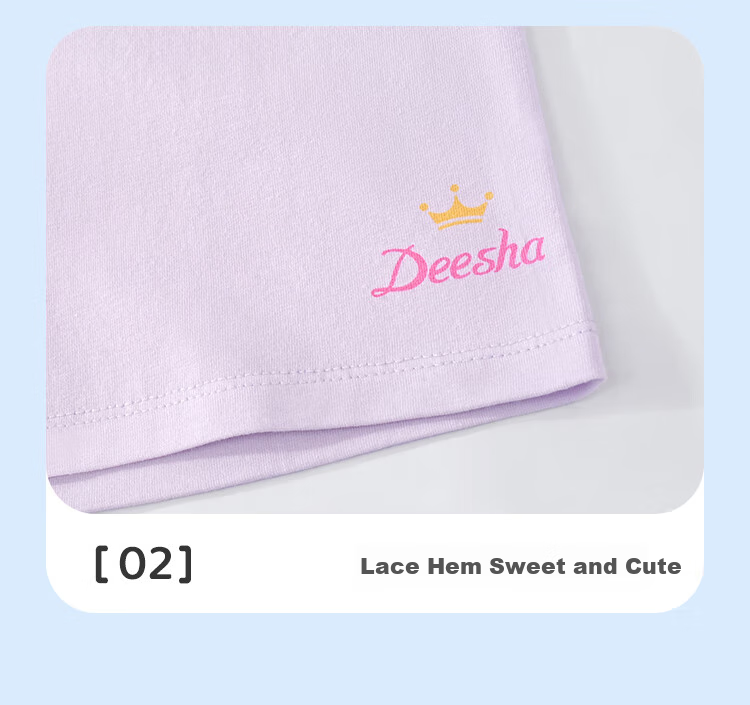 DEESHA Children's Safety Shorts, Girls' Summer Anti-Exposure Boyshorts, Big Kids' Boxer Shorts, White + Purple, Size 140 1