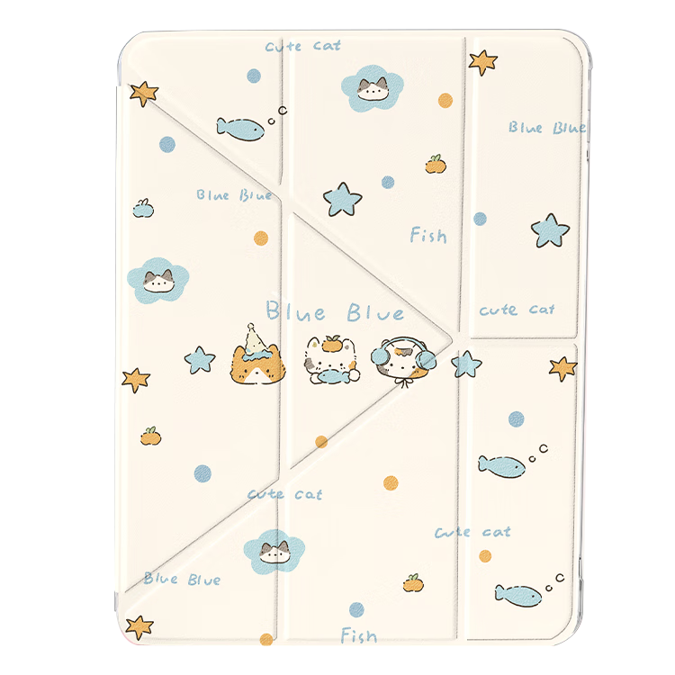 Kelimann Compatible iPad Pro 11-inch Tablet Case 2025/24 New Ultra-thin Shockproof Apple Tablet Cover with Pen Slot Y-Fold Cute Full Protection - Adorable Cat Design