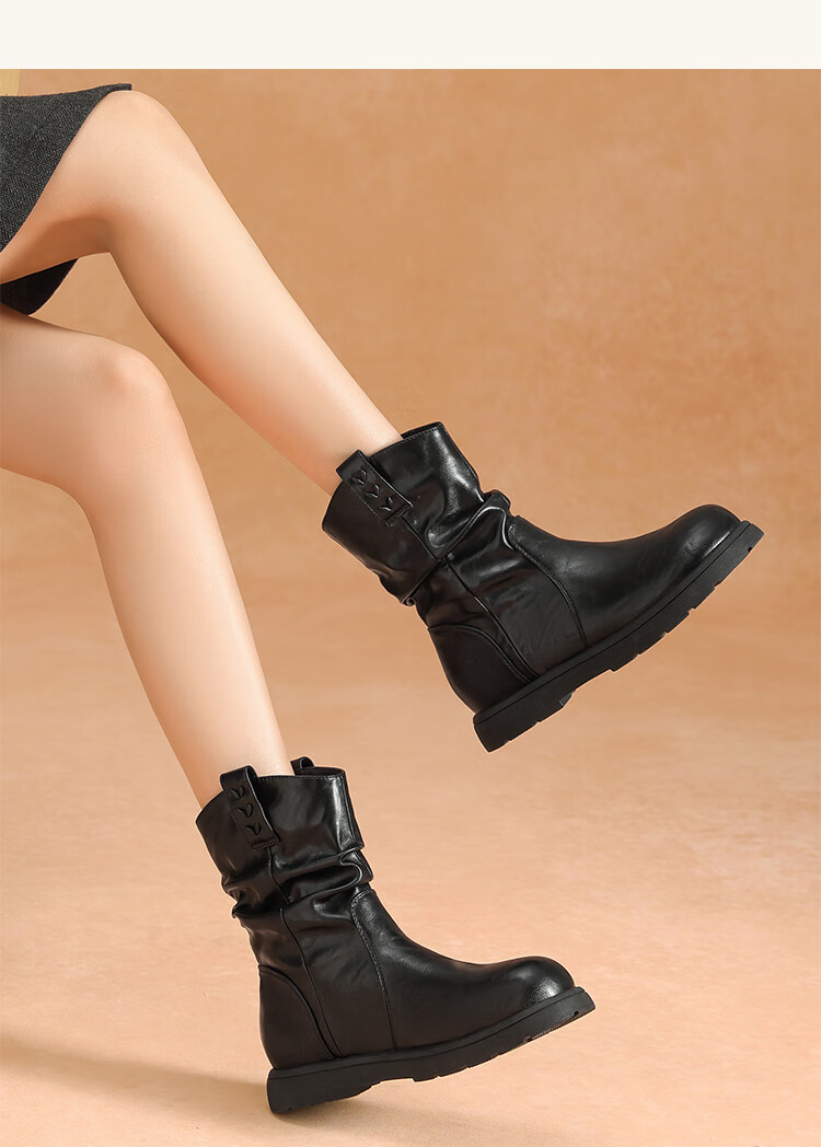 ZHR Women's Thick-Soled Ankle Boots 2025 New Winter Flat Plush Thickened Northeast Martin Boots Fashionable Short Boots 9