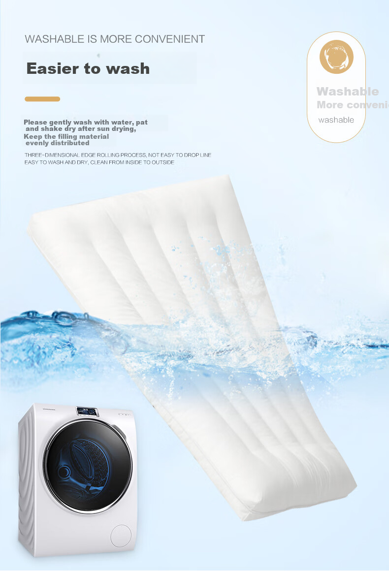 BEYOND Home Textile Pillow Core, Washable All-Cotton Embroidered Soft Pillow Core, Low Pillow Stand Tall Style, Single Pack, Lianyi 48*74cm 8