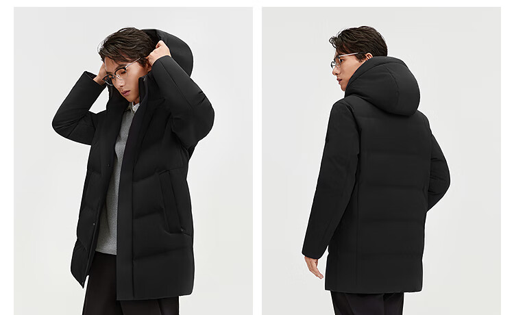 BOSIDENG 25-Year Winter Men's Thickened Hooded Loose Mid-Length Business Versatile Mall-Style Down Jacket 3