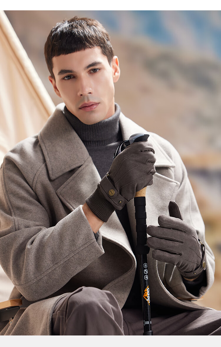 JEEP Winter Men's Fleece-Lined Thickened Leather Touchscreen Riding Gloves Windproof Warm Motorcycle Gloves 13
