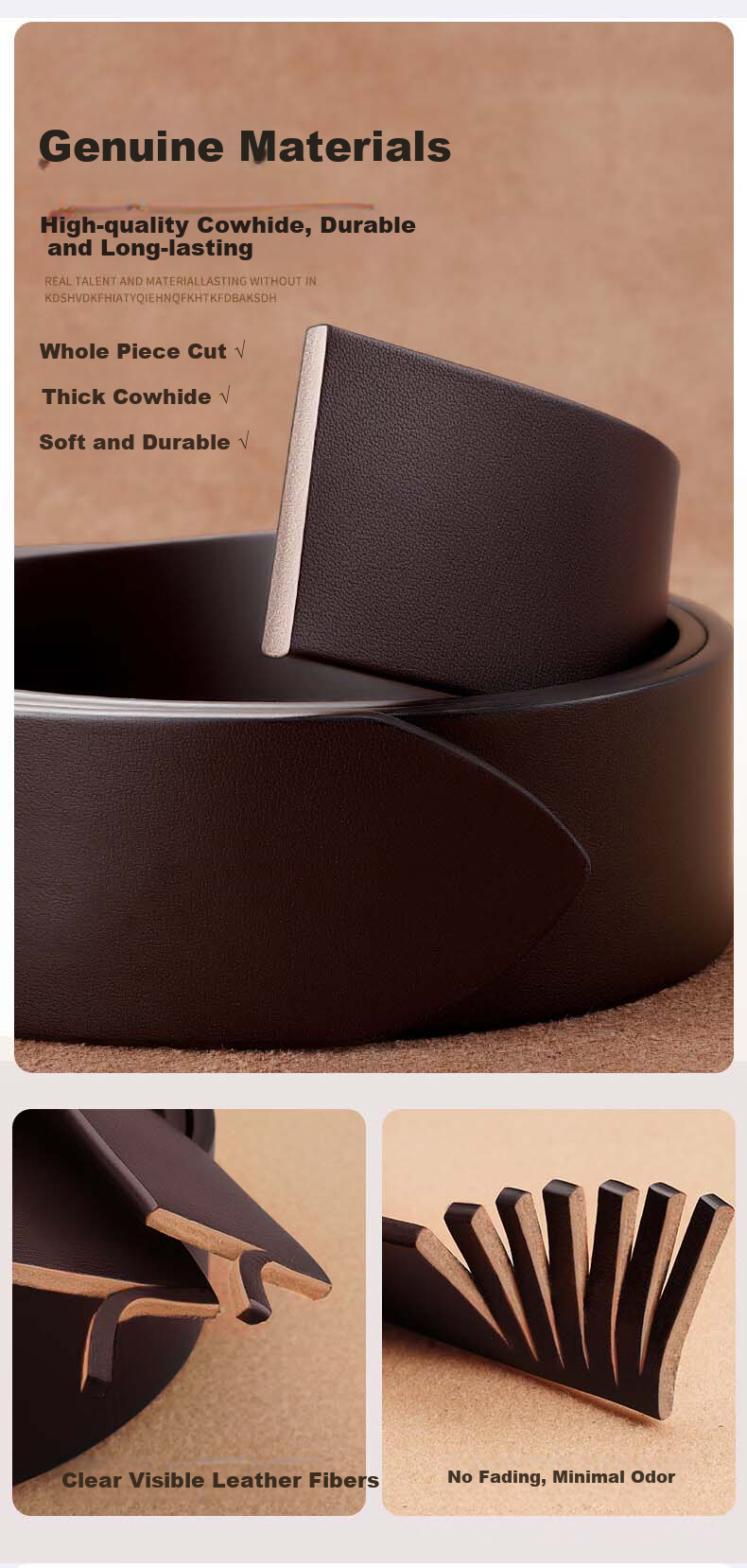 ROMON Men's Pin Buckle Genuine Leather Belt, Cowhide Pure Middle-Aged And Young Fashion Casual Retro Denim Brand Trouser Belt 2