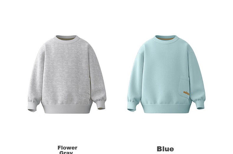 Papa Glutinous Rice Cotton Children's Sweatshirt, Boys And Girls Casual Top, Floral Gray, Size 110 19