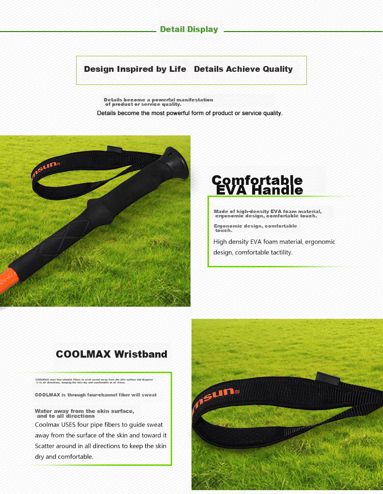Lubinxun Carbon Fiber Ultra-Light Trekking Pole with External Lock, Straight Handle, Folding And Collapsible Three-Section Design, Glossy Black 5