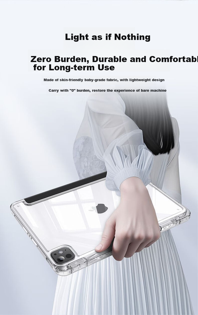 HBOALG Compatible with Huawei MatePad Pro Protective Case, 2024 Model, 12.2-Inch, 3+Y Fold Magnetic with Pencil Holder, Full Coverage, Anti-Bend, Shockproof Protective Case, White Ice Blue 12