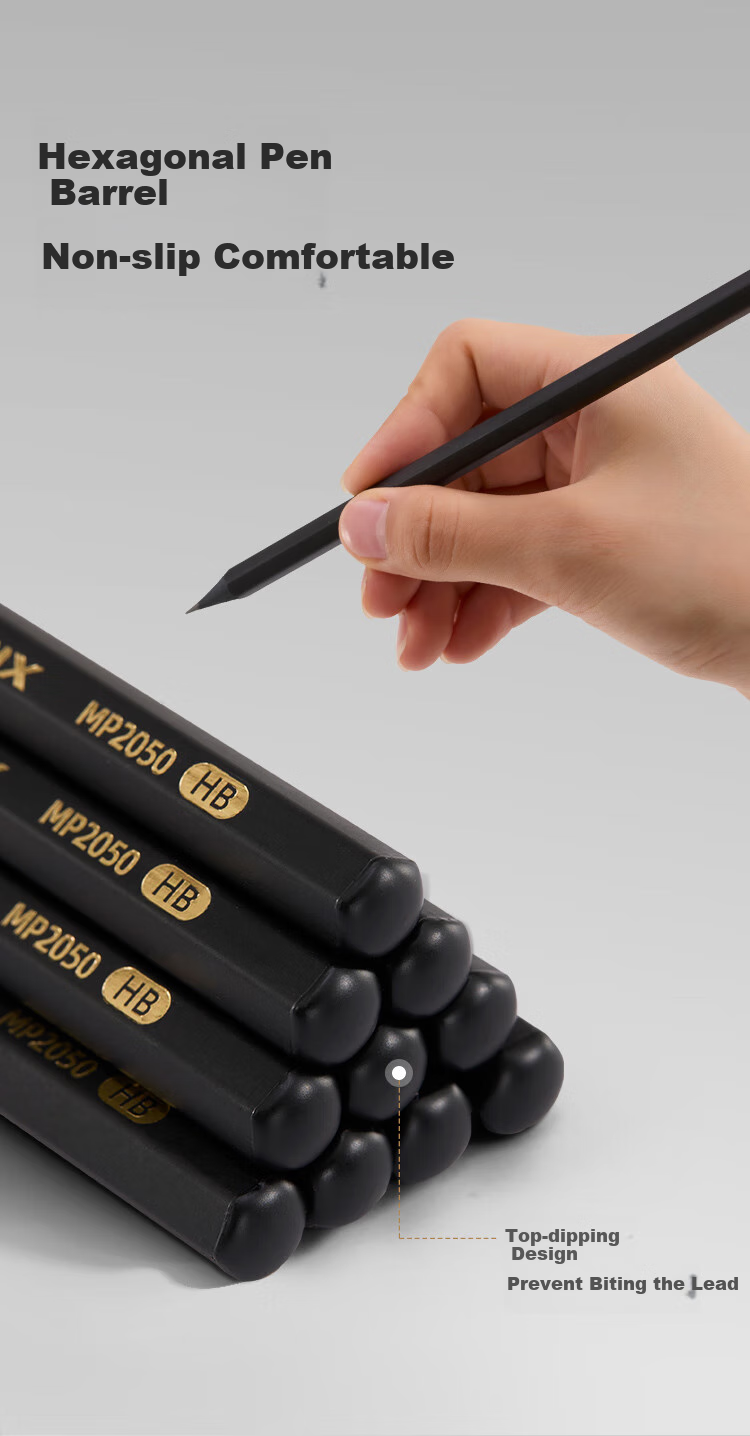 Comix 10-Pack HB Green Barrel Black Wood Pencils Triangular 3.2mm Thick Lead Core Break-Resistant Student Art Sketch Drawing Writing Practice Back-to-School Gift MP2052 3