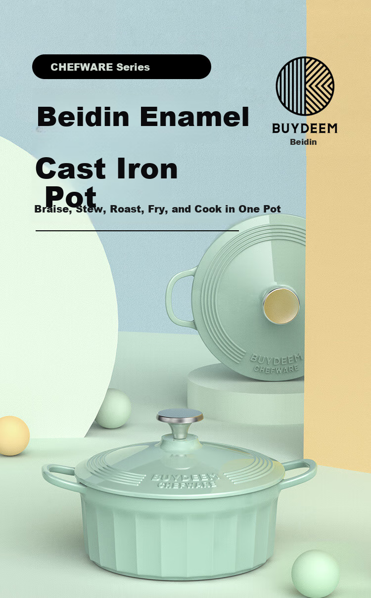 Buydeem Enamel Cast Iron Pot for Stewing, Soup Making And Braising, Compatible with Induction Cooker, 22cm Braising Pot, Lavender Purple 1