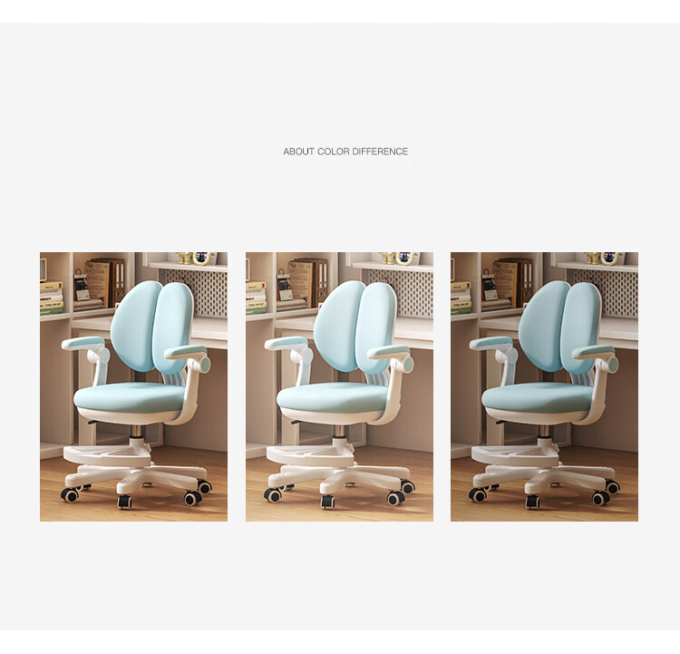 Yupin Children's Study Chair, Student Writing Chair, Home Adjustable Height Seat with Backrest, Computer Chair BG330 Blue Dust Cover 20