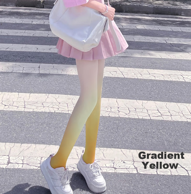 LangSha Gradient Color Sheer Pantyhose for Women Summer Ultra-Thin Tights Pure Lolita Sexy Gradient Black Stockings Gradient Green One Pair One Size 6