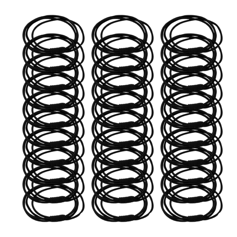 Jianyingshu Black High Elasticity Four-Strand Thin Hair Ties 30 Pieces Rubber Bands High Ponytail Hair Bands Hair Elastics