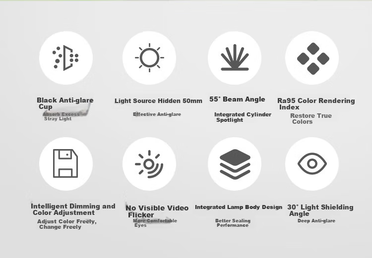 NVC LED Downlight for Home Living Room, Recessed Ceiling Light, Anti-Glare Black Cup, 7W, Smart Stepless Dimming [Yuhua] Ra95 2