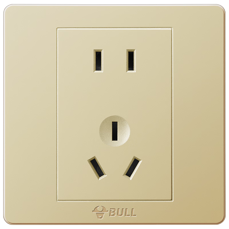 BULL Switch Socket, G07 Series, 10A Five-Hole Socket, 86-Type Socket Panel, G07Z223S, Champagne Gold