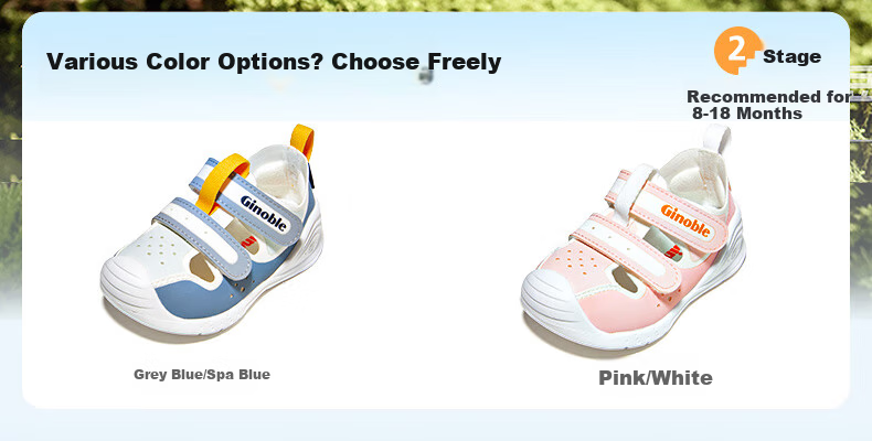 Ginoble Toddler Shoes for 8-18 Months, Sandals for Summer, Breathable Pre-Walking Shoes for Boys And Girls, GB2193 Brow 2