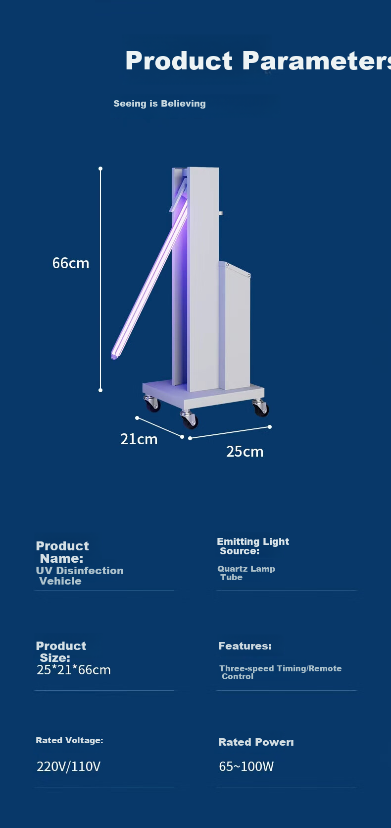 AOC Ultraviolet Disinfection Cart, Mobile Medical-Grade Sterilization Lamp, Home Mite Removal And Odor Elimination Ozone UV Light, Commercial Use 14