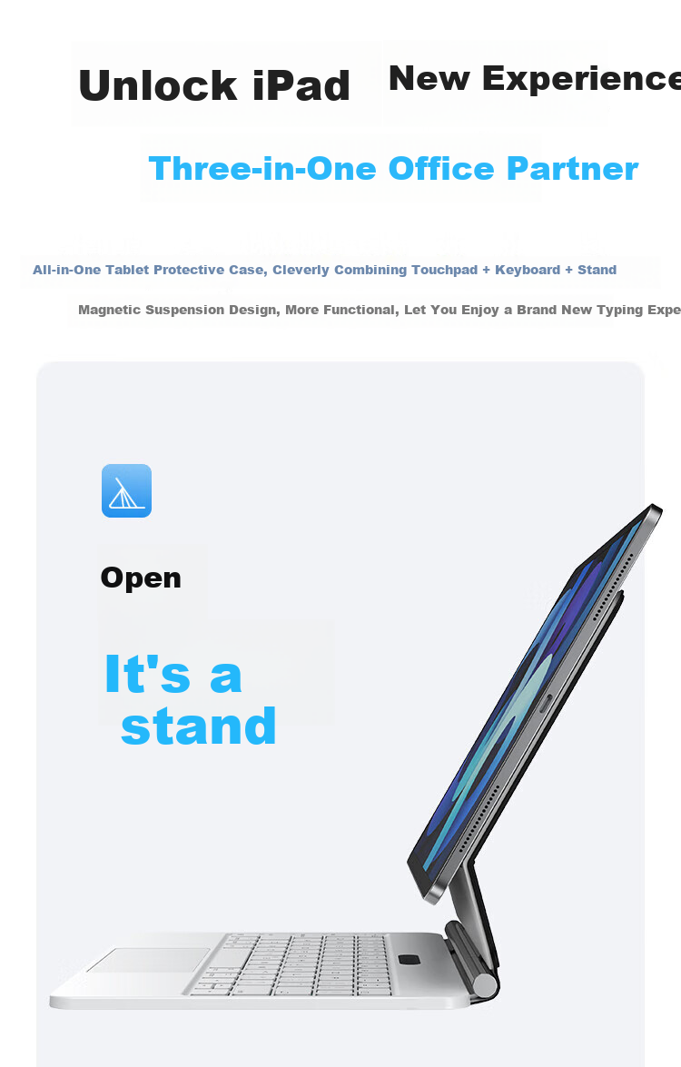 COOLSTART Magnetic Floating Keyboard Case for Apple IPad 12th/11th Gen/A16/10th Gen, Compatible with 11/10.9-Inch IPads, Protective Cover And Stand, White 10