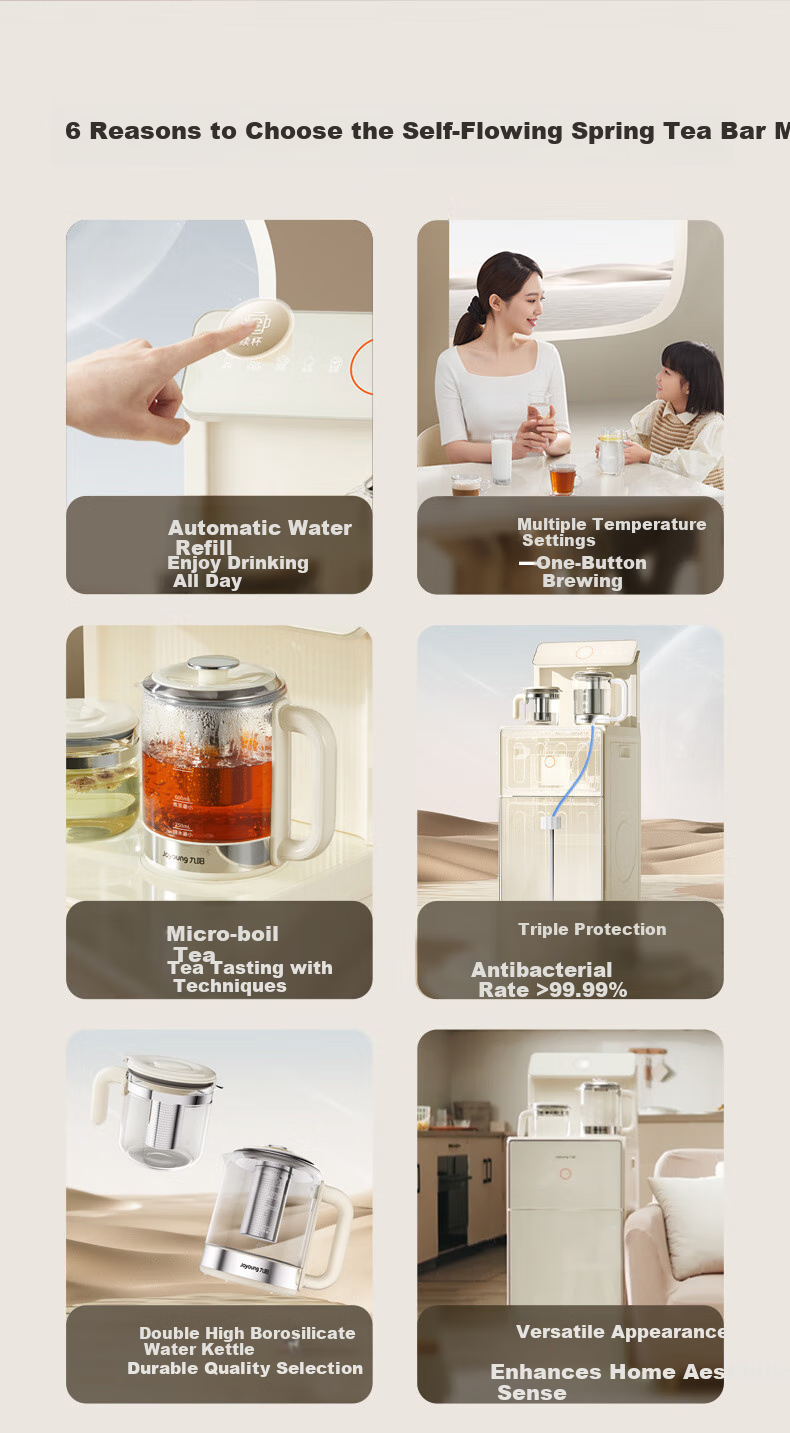 Joyoung Tea Bar Machine Home Water Dispenser One-Touch Fully Automatic Bottom Water Inlet Touch Control Large Screen Remote Control Upright Electric Kettle Large Cabinet Electric Hot Water Kettle Warm Type JYW-WH600 6