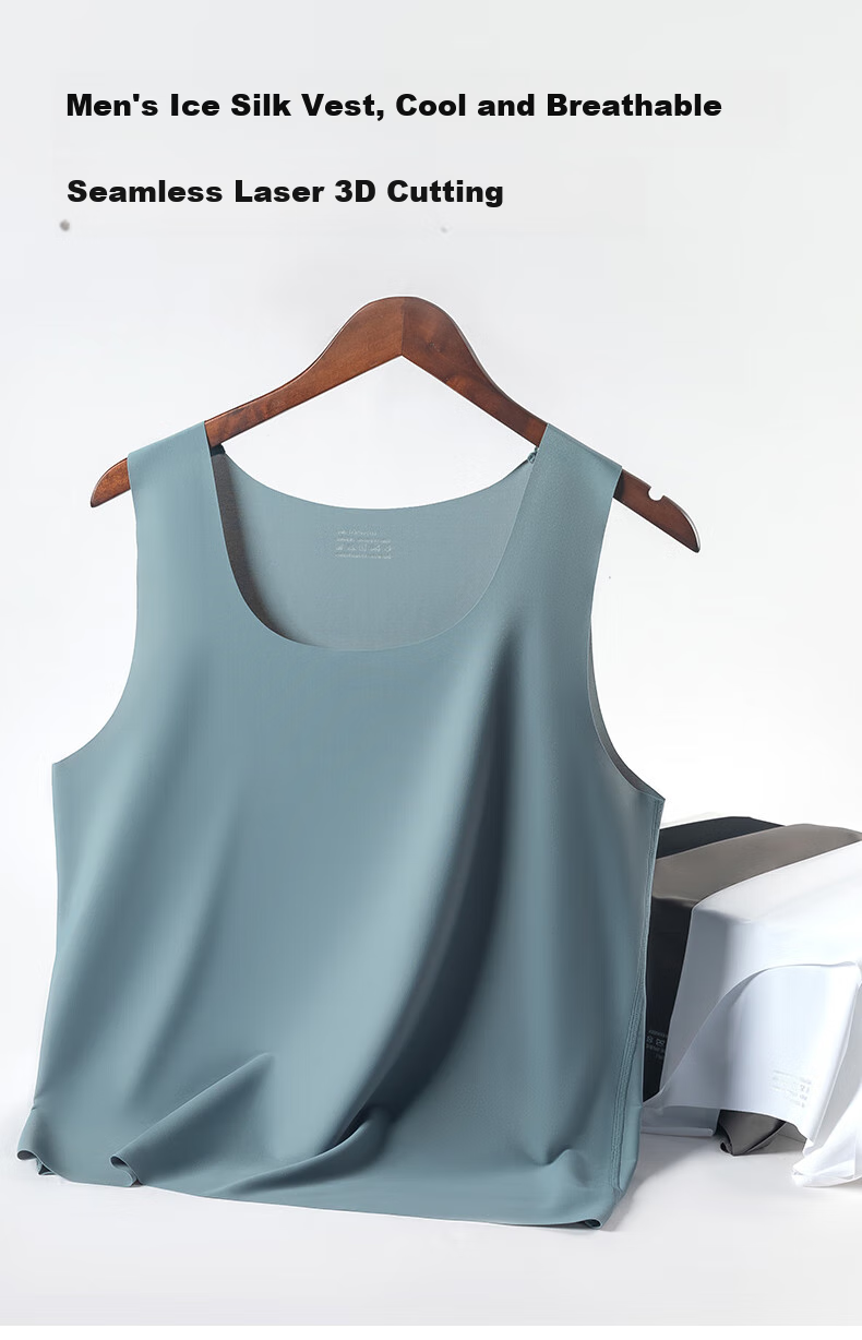 SNOWFLYING 2-Pack Ice Silk Tank Tops for Men, Summer Thin Fitness Sports Seamless Vest Undershirt Sleeveless Undershirt 1