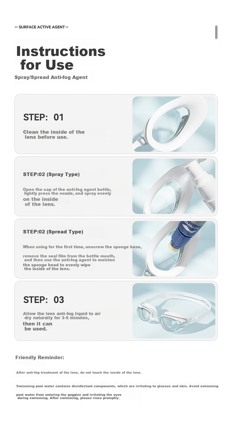 Li-Ning Swimming Goggles Anti-Fog Agent, Goggles Anti-Fog Coating, Suitable for Various Goggles Lenses, Anti-Fog 728 8