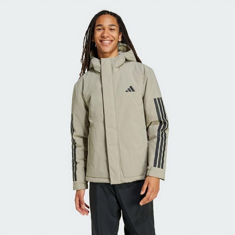 Adidas Men's Sportswear Series 3S HOODED INS J Short Cotton Jacket JY8303, Black, Size L 7