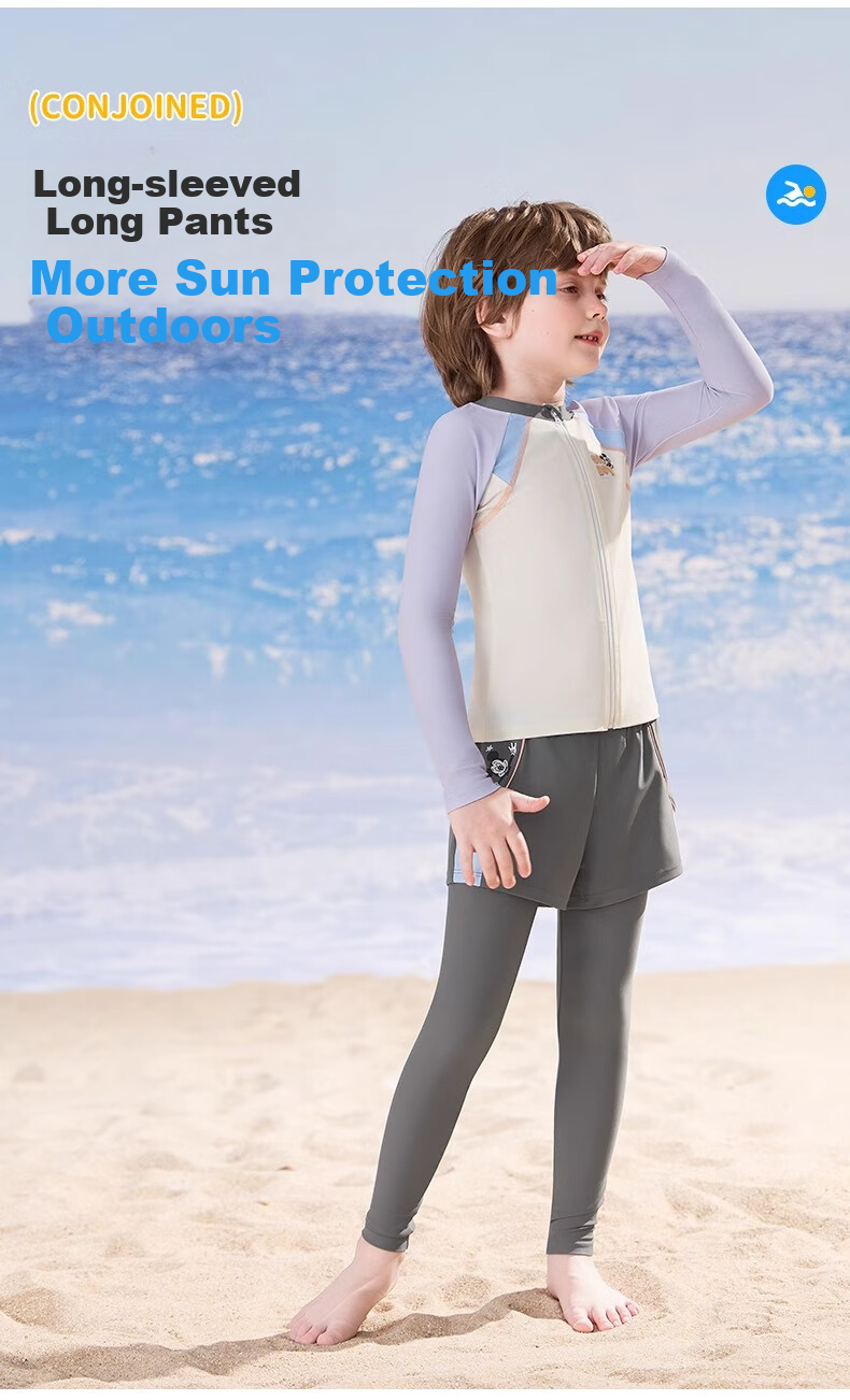 Disney Children's Swimwear, Boys' Two-Piece Long-Sleeve And Long-Pants Set, Sun Protection Boys' Swimming Suit, D35360, Gray, Size 110 2