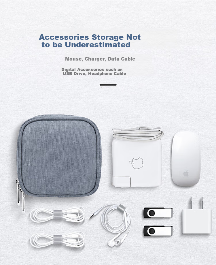 Biyoumei Digital Storage Bag Cable Volcano Storage Bag USB Flash Drive Power Bank Electronic Device Protective Case Power Adapter Accessories Portable Small Gray 3