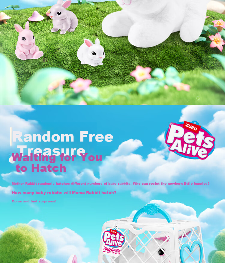 ZURU Pet Adorable Mammal Rabbit Electric Pet Interactive Feeding Toy with Sound, Cute White Rabbit Birthday Gift for Boys And Girls 5
