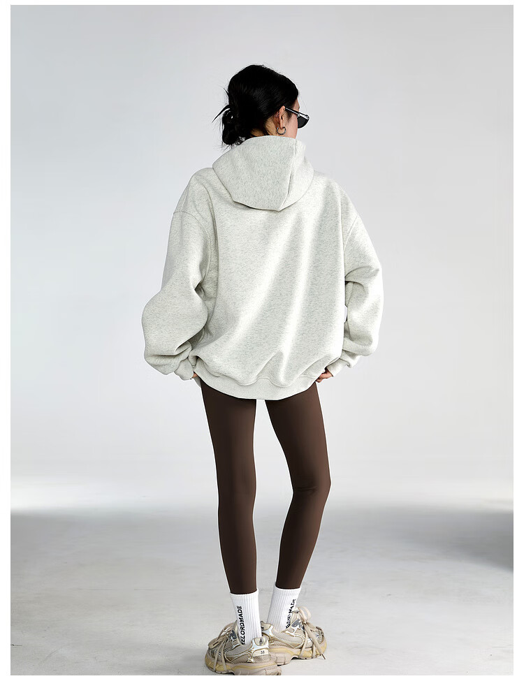 ICH MODE American Vintage Oversized Hoodie Women Spring Loose Jacket New Oversize White Flower Gray XL 12