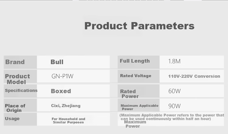 BULL American Standard Transformer, Full Length 1.5 Meters, Socket/power Strip/extension Cord/230V-110V Converter, Suitable for Power up to 500W 11
