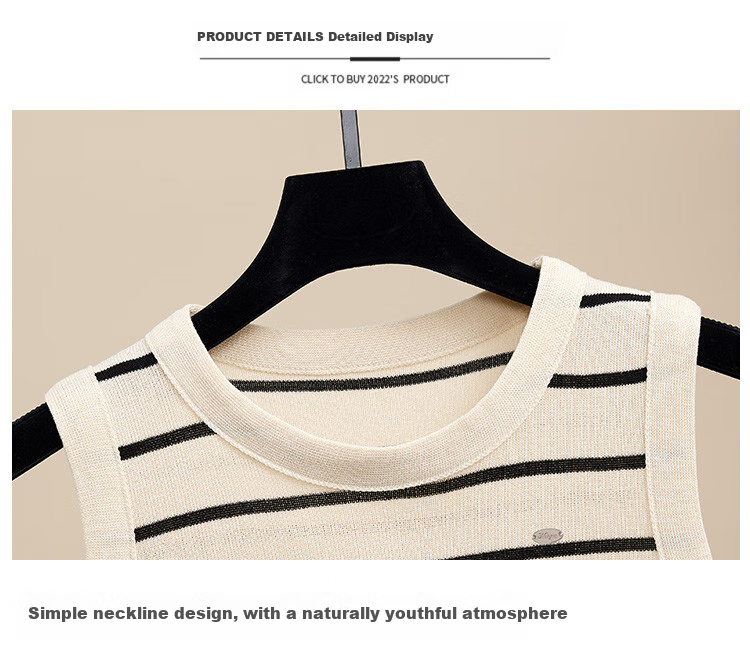GUJIN Striped Knit Camisole for Women, New French Style Inner Wear, Slim Fit Base Layer Top, Apricot Color 9