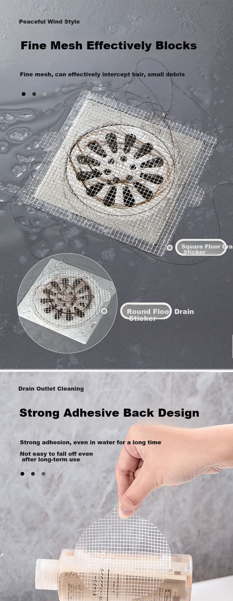 Imakara Bathroom Long Strip Drain Sticker, Toilet Drain Filter Mesh, Hair Filter Drain Sticker, Filter Mesh Cover 2